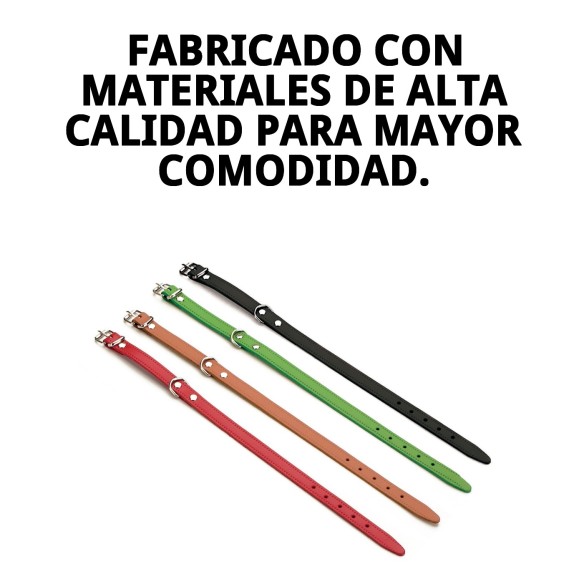 Collar de cuero liso 35x1.3 cm para perros elegantes