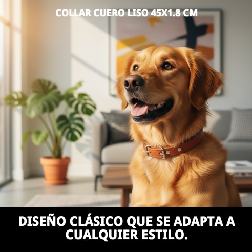 Collar de cuero liso 45x1.8 cm para mascotas a buen precio