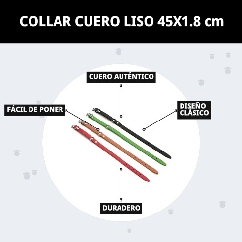 Collar de cuero liso 45x1.8 cm para mascotas a buen precio