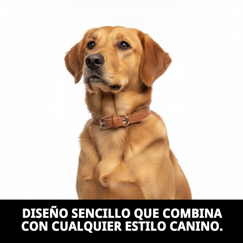 Collar de Cuero Liso 55x2.5 cm para Mascotas Elegante