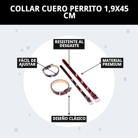 Collar de Cuero para Perrito 1,9x45 cm - Estilo y Comodidad
