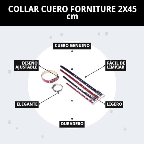 Collar de cuero Forniture 2x45 cm para mascotas elegantes