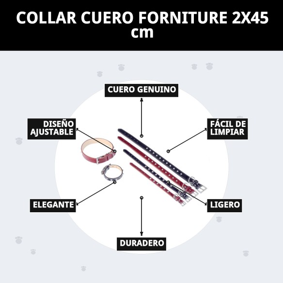 Collar de cuero Forniture 2x45 cm para mascotas elegantes
