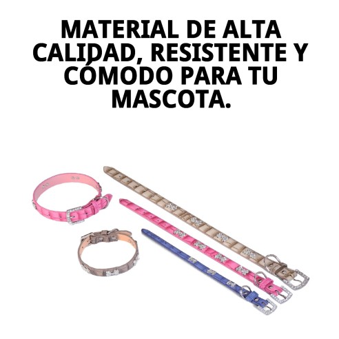 Collar de Cuero Beige con Hueso 1.6x30 cm para Mascotas