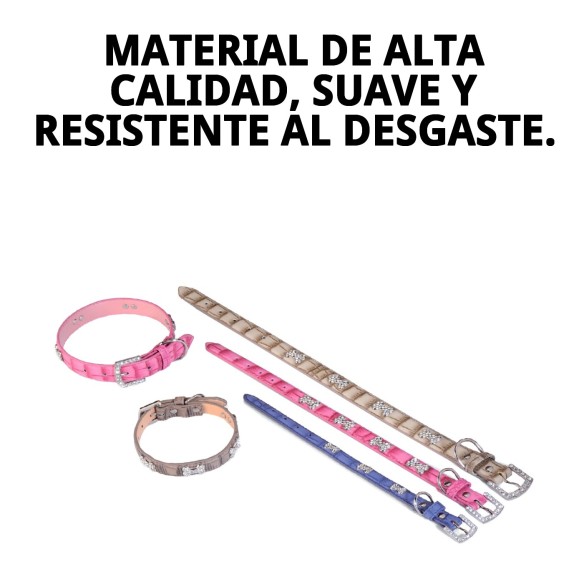 Collar de Cuero con Hueso Beige 1.90x40cm para Mascotas