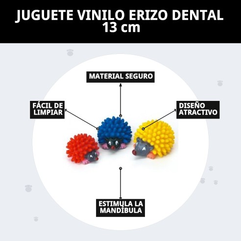 Juguete Vinilo Erizo Dental 13 cm para tu Mascota