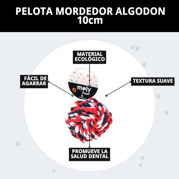 Pelota Mordedor de Algodón 10cm para Mascotas Divertidas