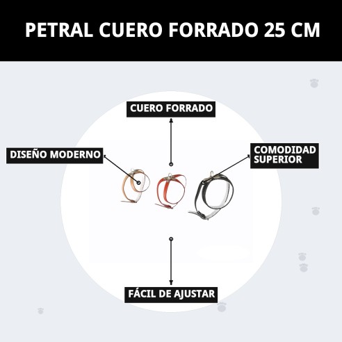 Petral de Cuero Forrado 25 cm - Comodidad y Estilo para tu Mascota