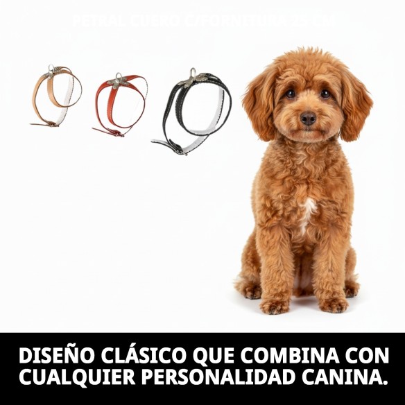 Petral de cuero con fornitura de 25 cm para tu mascota