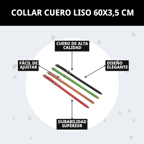Collar de Cuero Liso para Mascotas 60x3.5 cm - Estilo y Durabilidad