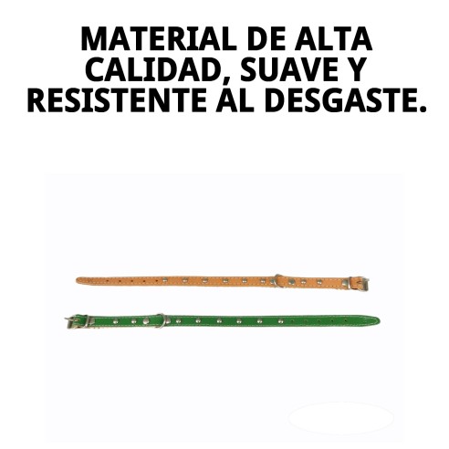 Collar de Cuero Liso con Fornitura - 35 cm para Mascotas
