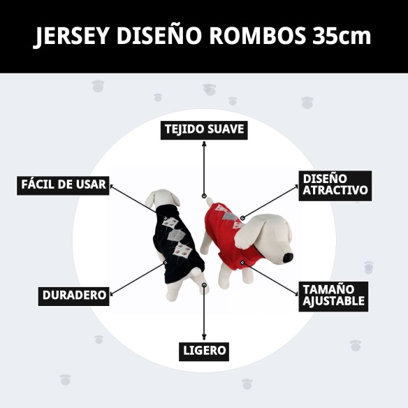 Jersey Diseño Rombos para Mascotas - 35cm de Estilo Único