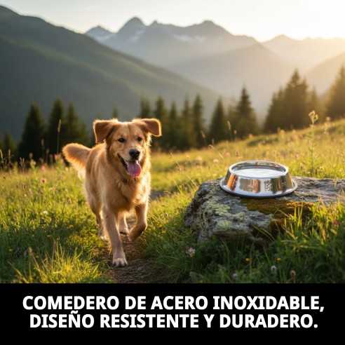 Comedero Acero Inoxidable Antideslizante 18 cm 0,90L