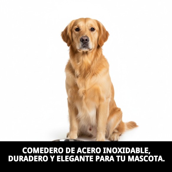 Comedero de Acero Inoxidable 25 cm con Diseño Divertido