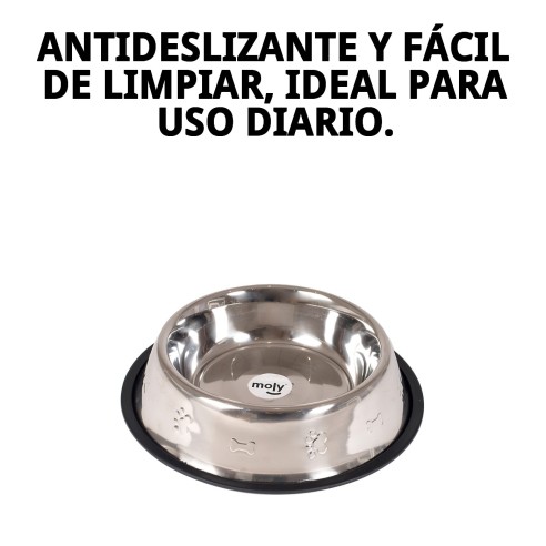 Comedero de Acero Inoxidable 25 cm con Diseño Divertido