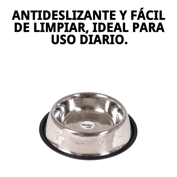 Comedero de Acero Inoxidable 25 cm con Diseño Divertido