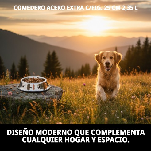 Comedero de Acero Inoxidable 25 cm con Diseño Divertido